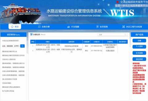 Loongle Shipping 的中国水路运输业务备案结果